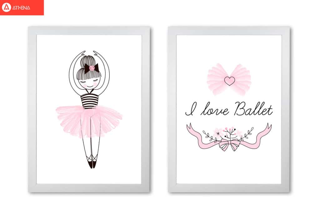 Girl&#39;s ballerina drawing multi set fine art illustration wall art poster print | framed or print only | free shipping