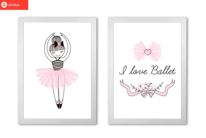 Girl&#39;s ballerina drawing multi set fine art illustration wall art poster print | framed or print only | free shipping