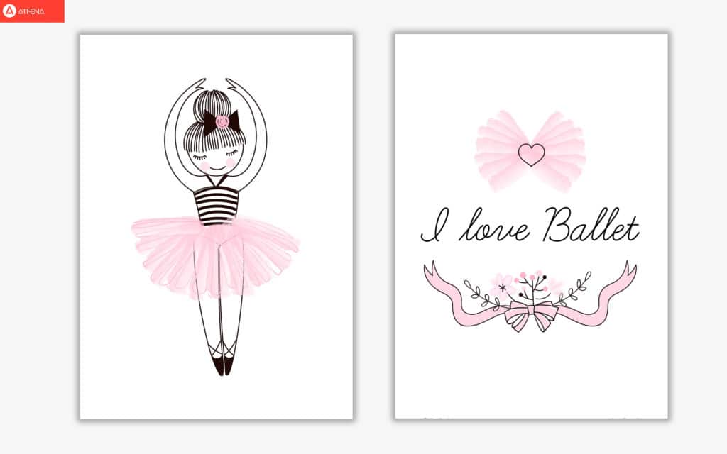 Girl&#39;s ballerina drawing multi set fine art illustration wall art poster print | framed or print only | free shipping