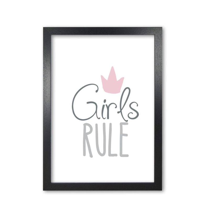 Girls rule modern fine art print, framed childrens nursey wall art poster