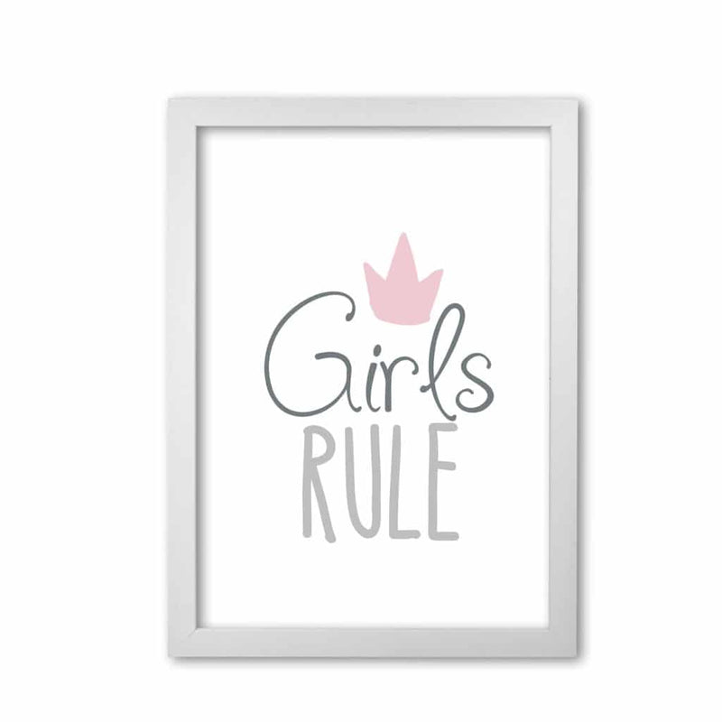 Girls rule modern fine art print, framed childrens nursey wall art poster