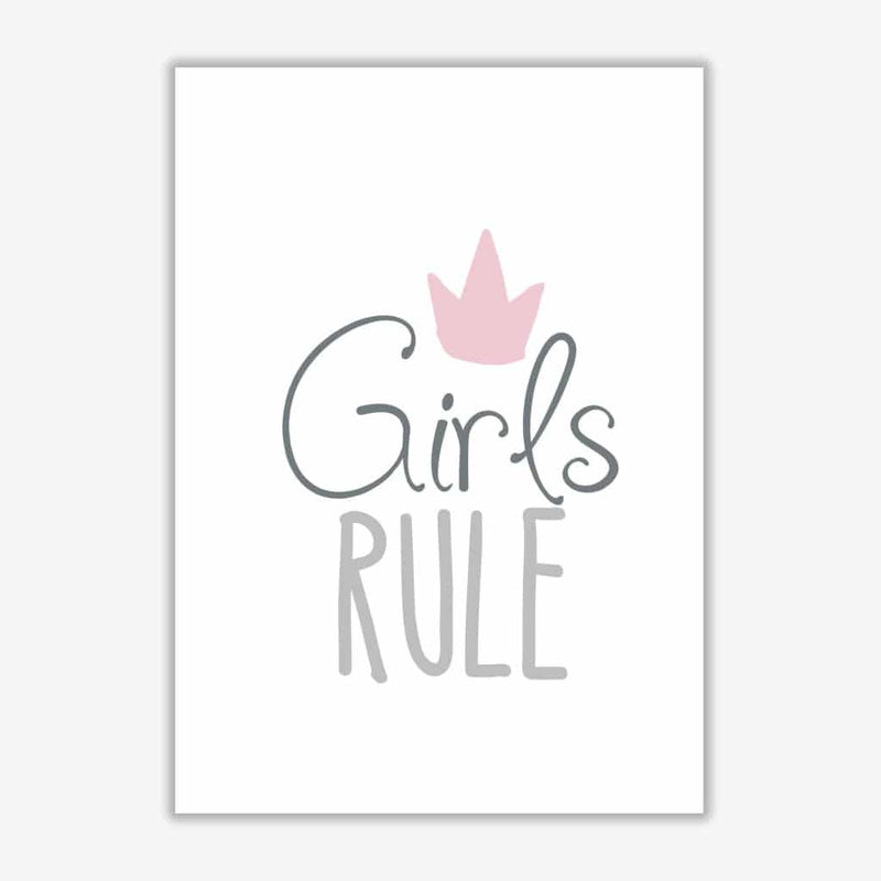 Girls rule modern fine art print, framed childrens nursey wall art poster
