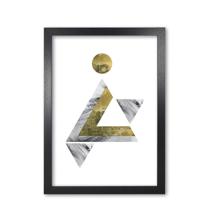 Gold and grey triangle with moon abstract modern fine art print