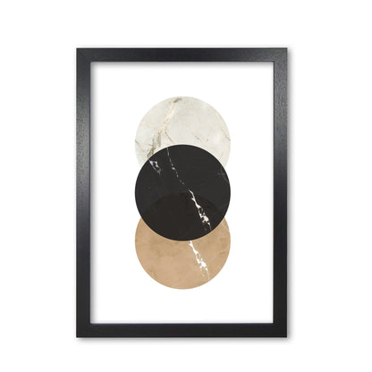 Gold, beige and black marble abstract circles modern fine art print