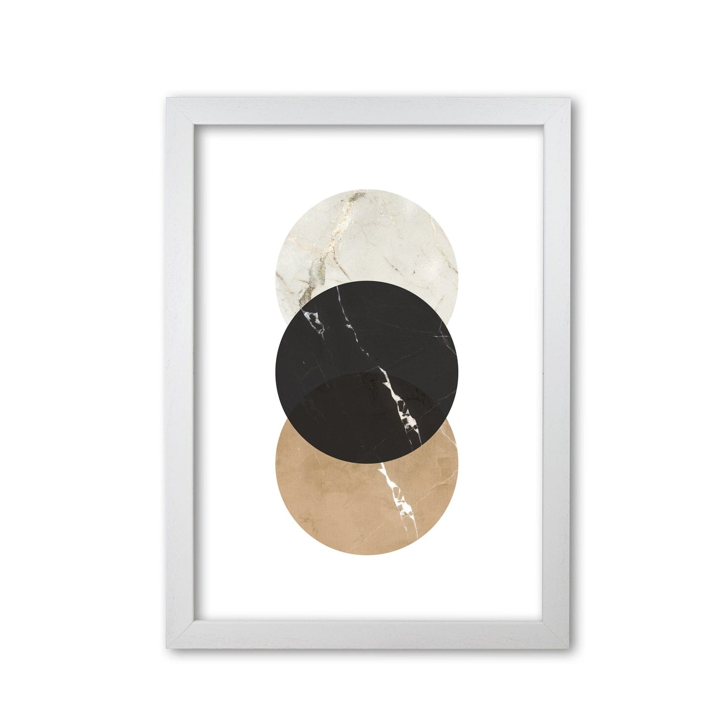 Gold, beige and black marble abstract circles modern fine art print