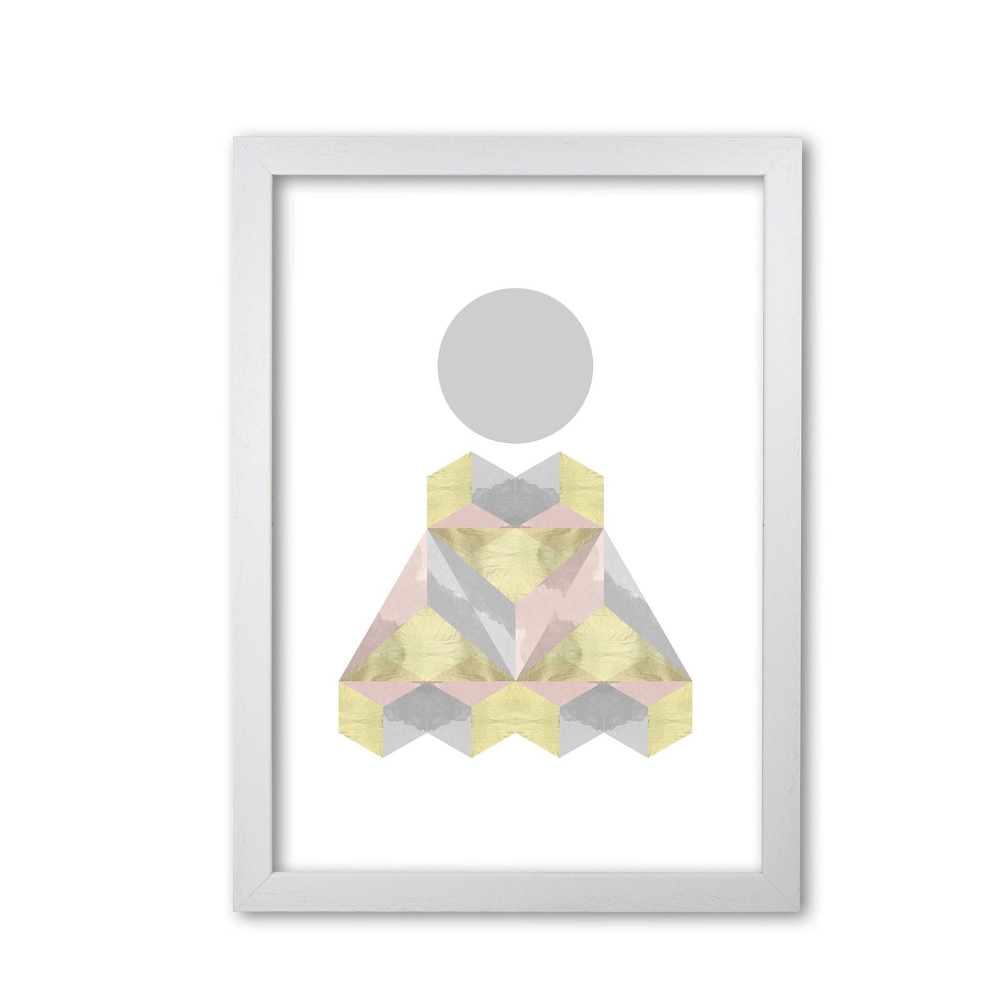 Gold, pink and grey abstract shapes modern fine art print