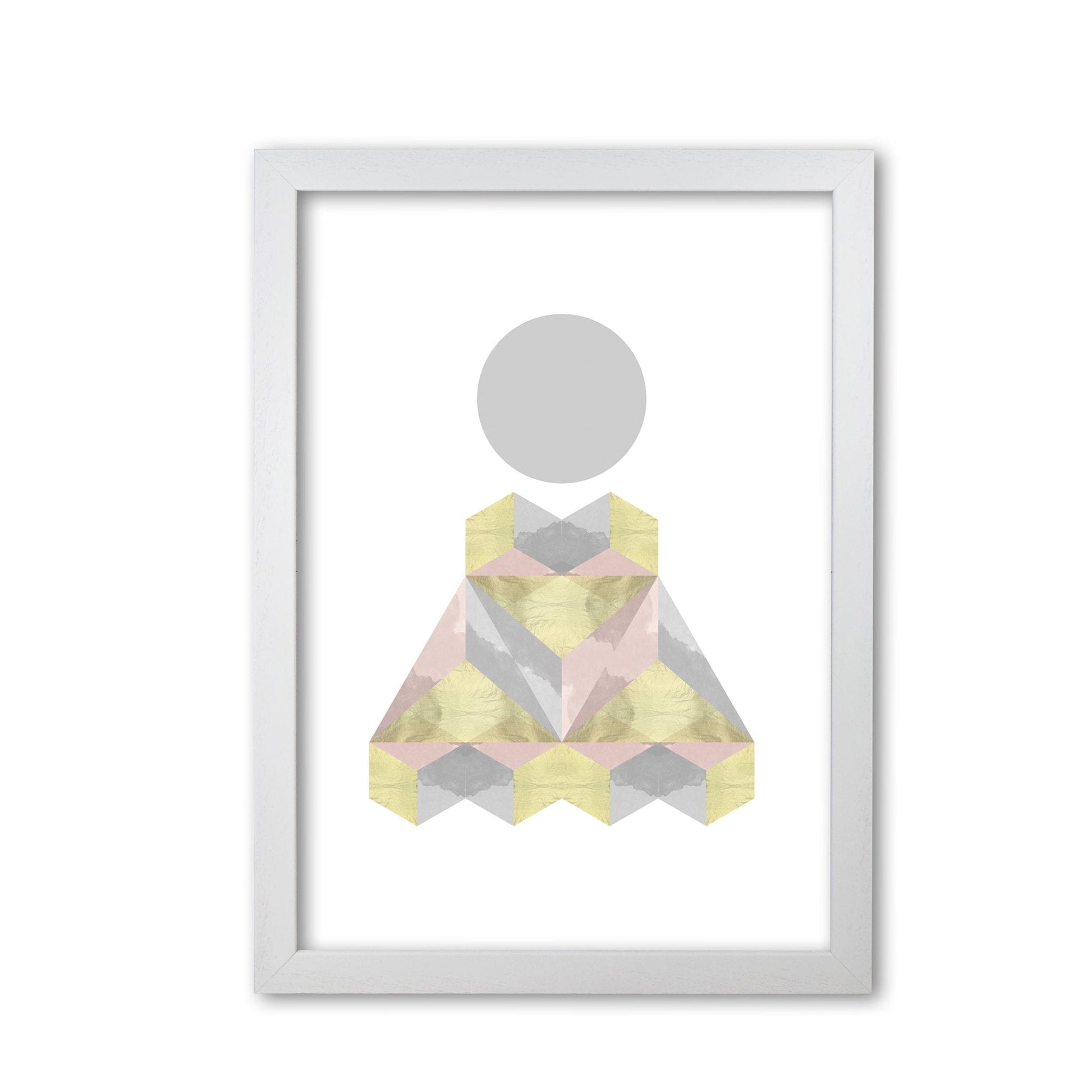 Gold, pink and grey abstract shapes modern fine art print