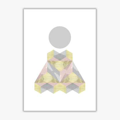 Gold, pink and grey abstract shapes modern fine art print
