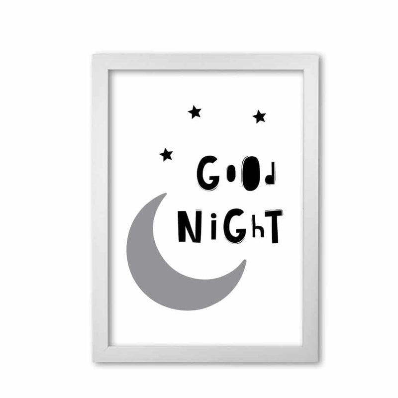 Good night moon modern fine art print, framed childrens nursey wall art poster