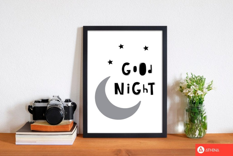 Good night moon modern fine art print, framed childrens nursey wall art poster