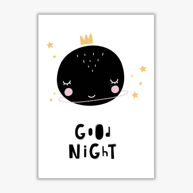 Good night planet modern fine art print, framed childrens nursey wall art poster