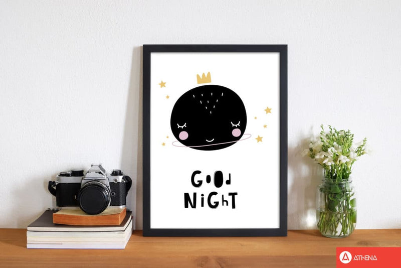 Good night planet modern fine art print, framed childrens nursey wall art poster