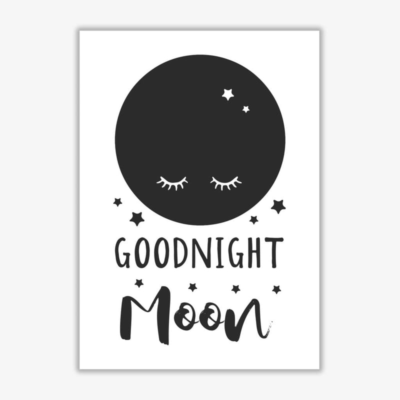 Goodnight moon black modern fine art print, framed childrens nursey wall art poster