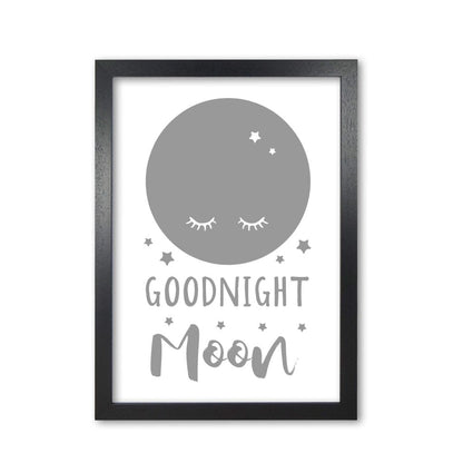 Goodnight moon grey modern fine art print, framed childrens nursey wall art poster