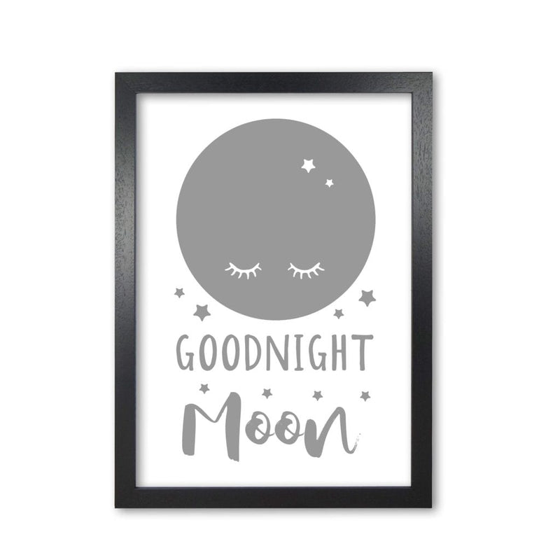 Goodnight moon grey modern fine art print, framed childrens nursey wall art poster