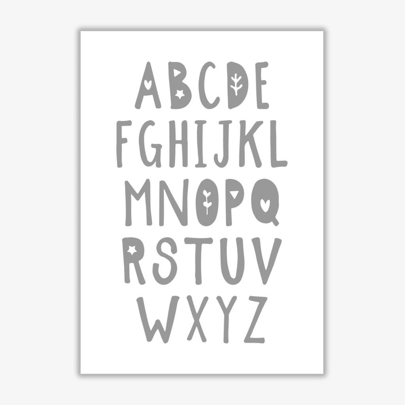 Grey alphabet modern fine art print, framed childrens nursey wall art poster