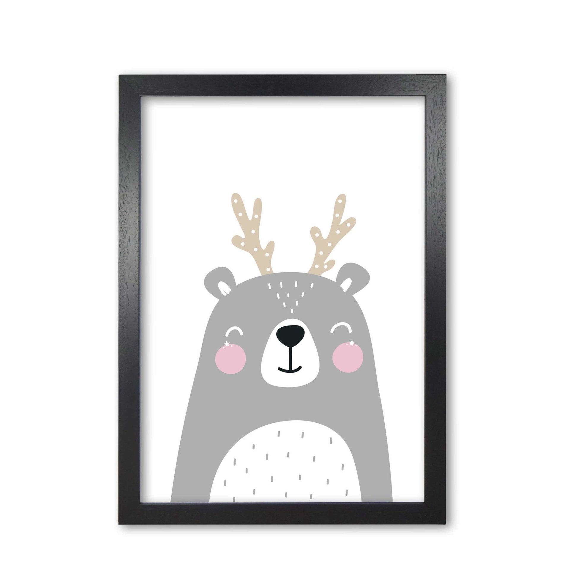 Grey bear with antlers modern fine art print