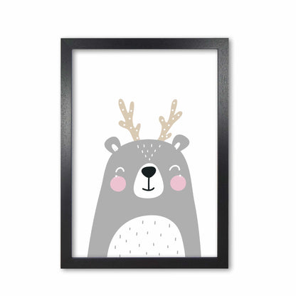 Grey bear with antlers modern fine art print