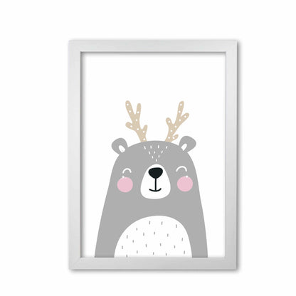 Grey bear with antlers modern fine art print