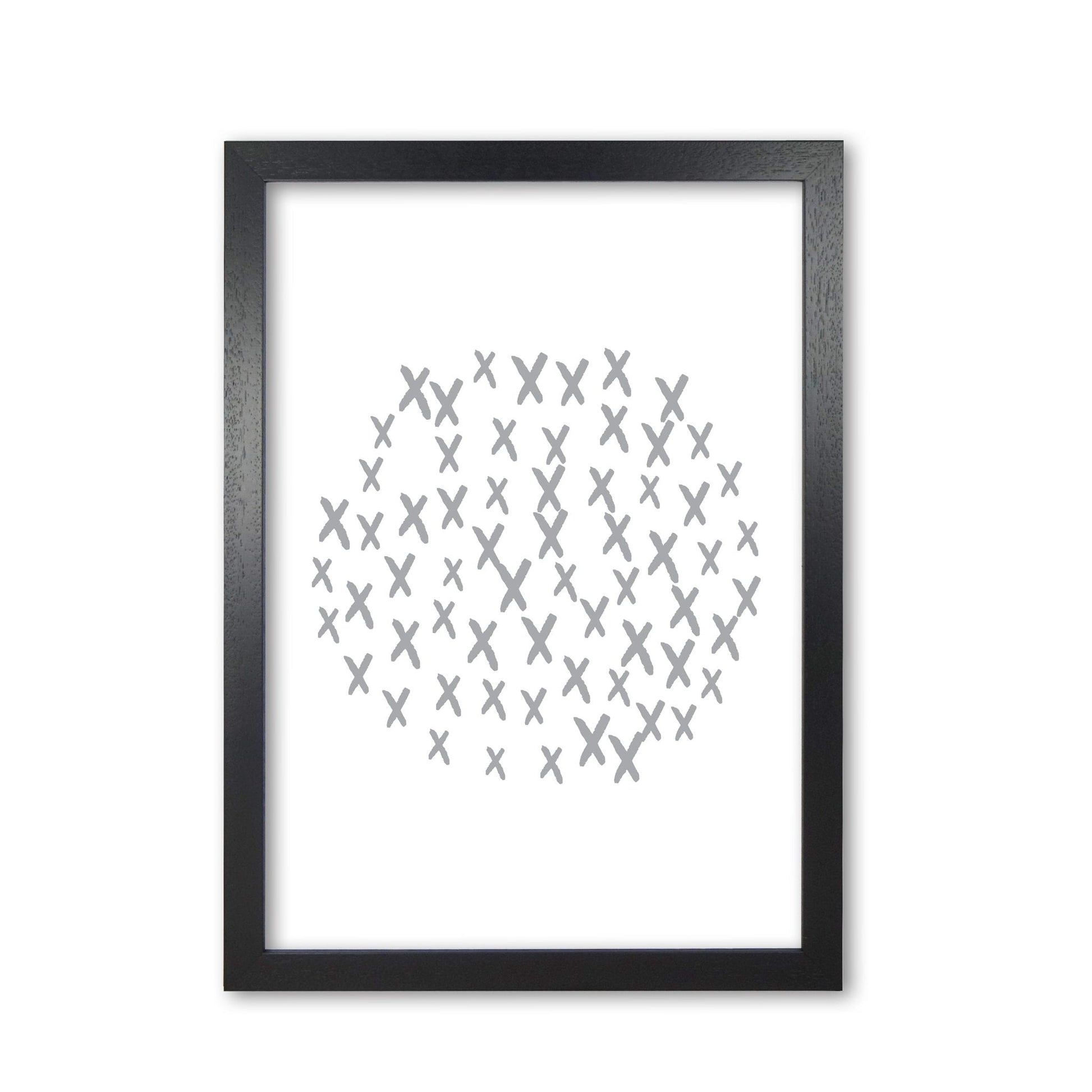 Grey crosses circle abstract modern fine art print