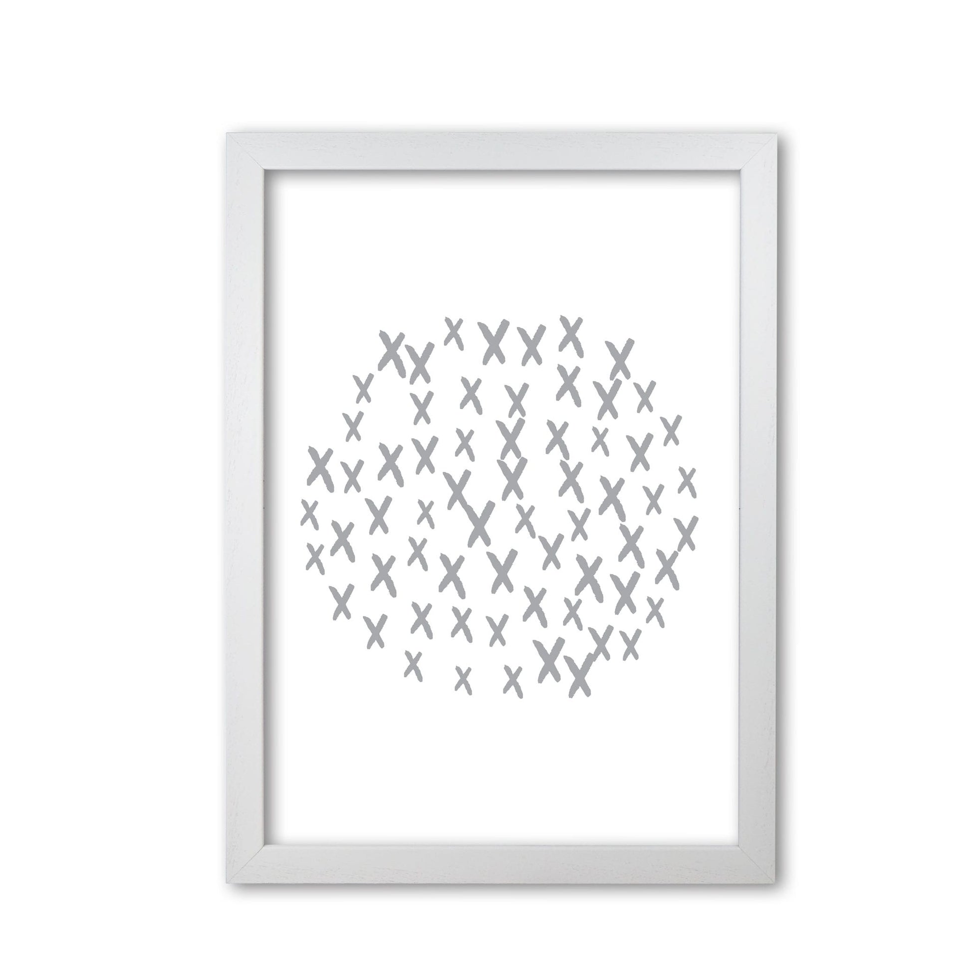 Grey crosses circle abstract modern fine art print
