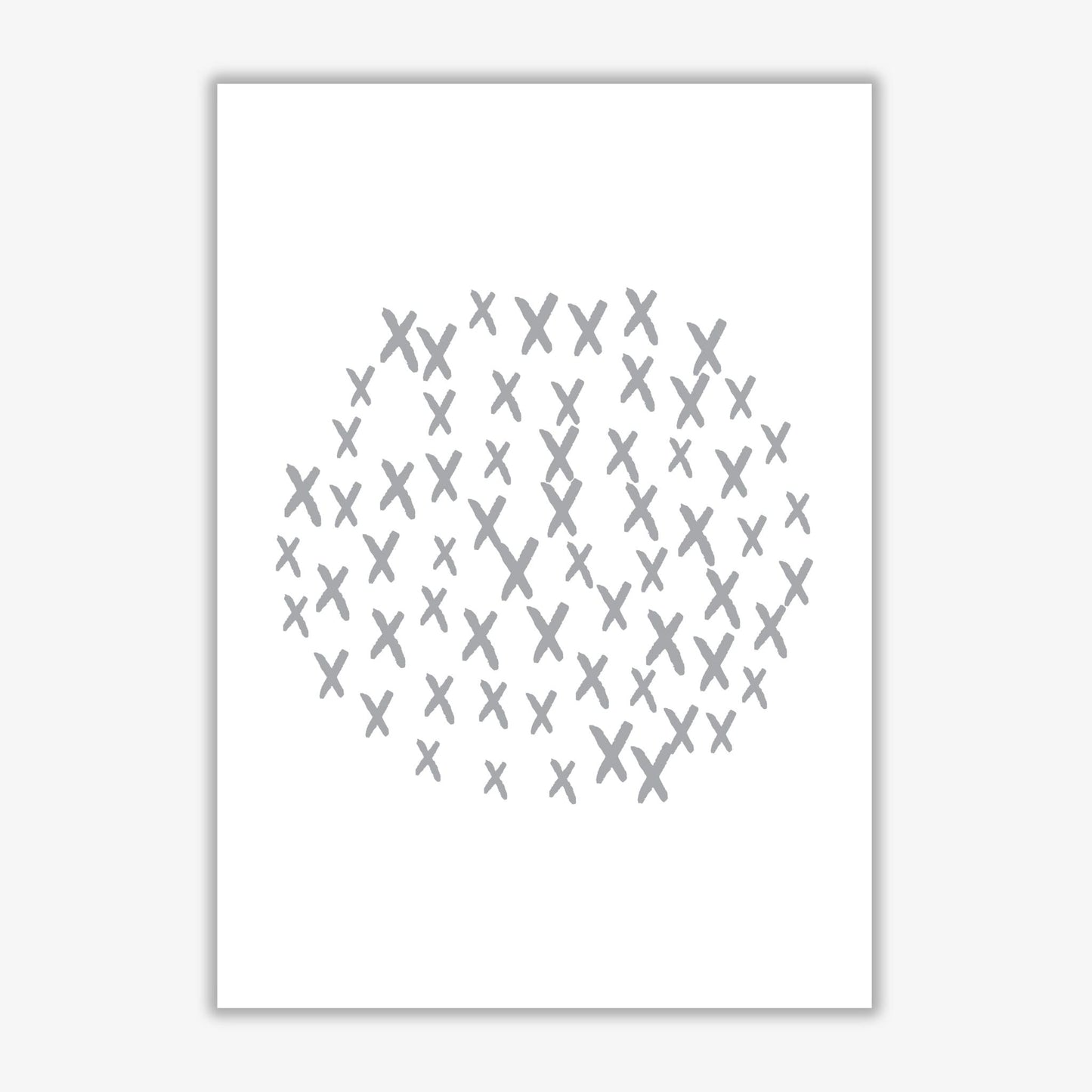 Grey crosses circle abstract modern fine art print