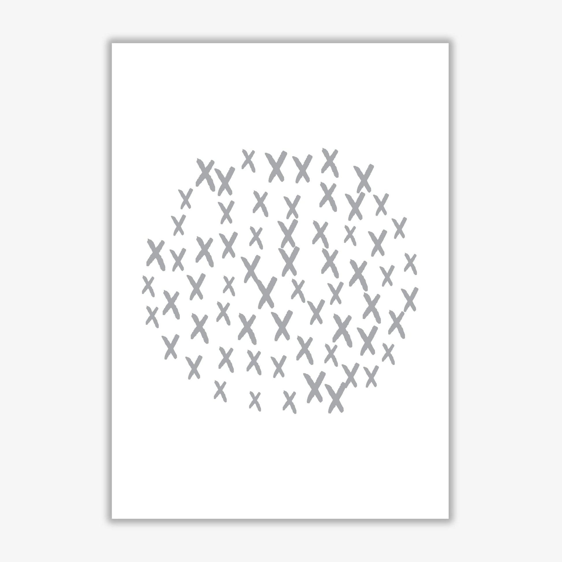 Grey crosses circle abstract modern fine art print