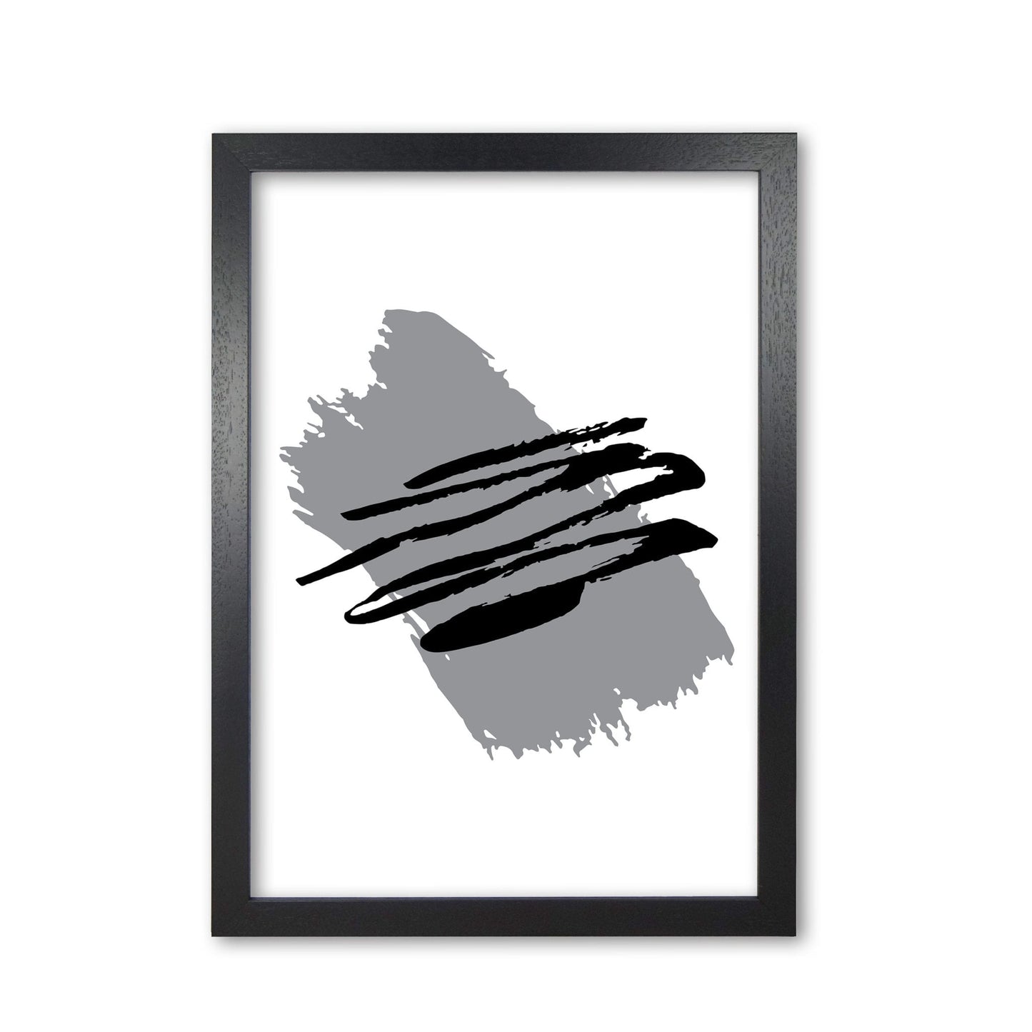 Grey jaggered paint brush abstract modern fine art print