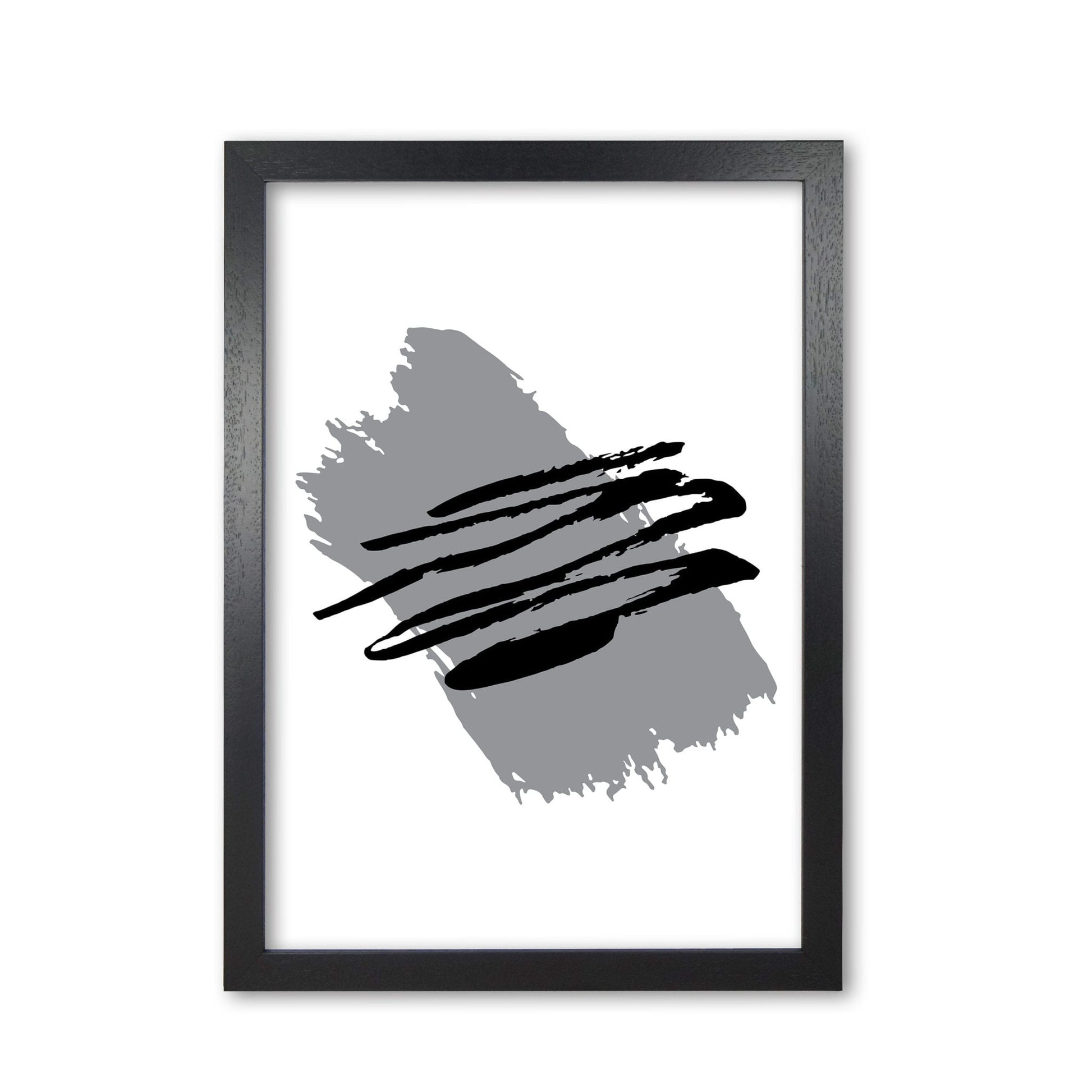 Grey jaggered paint brush abstract modern fine art print