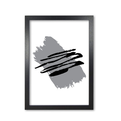 Grey jaggered paint brush abstract modern fine art print