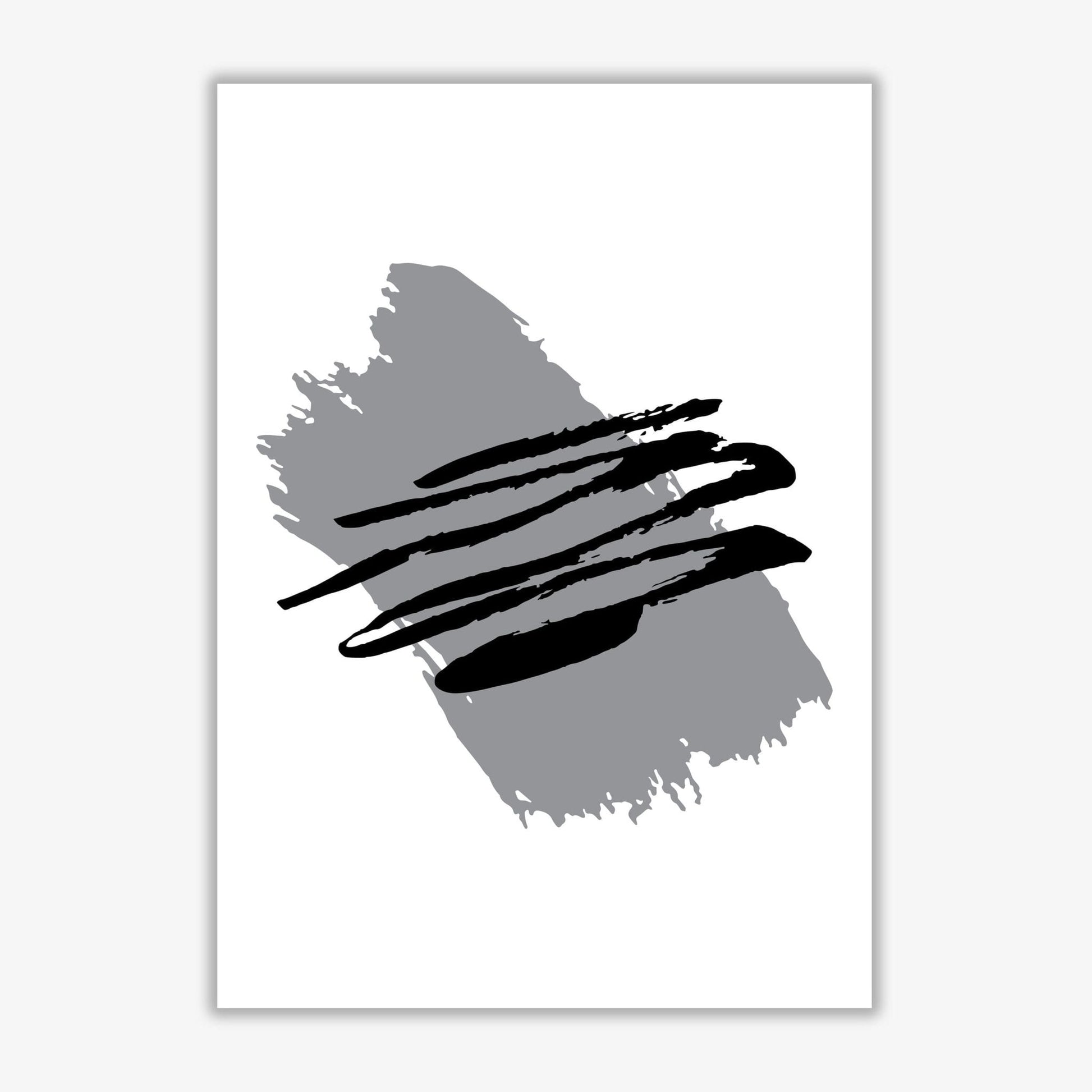 Grey jaggered paint brush abstract modern fine art print