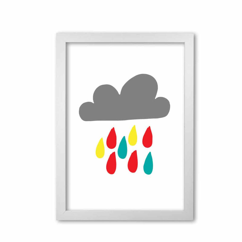 Grey rain cloud modern fine art print, framed childrens nursey wall art poster