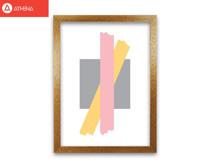 Grey square with pink and yellow bow abstract modern fine art print