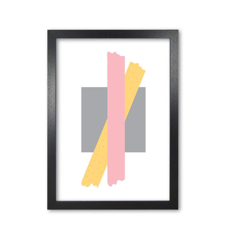 Grey square with pink and yellow bow abstract modern fine art print