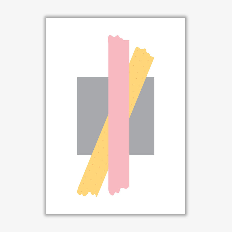Grey square with pink and yellow bow abstract modern fine art print