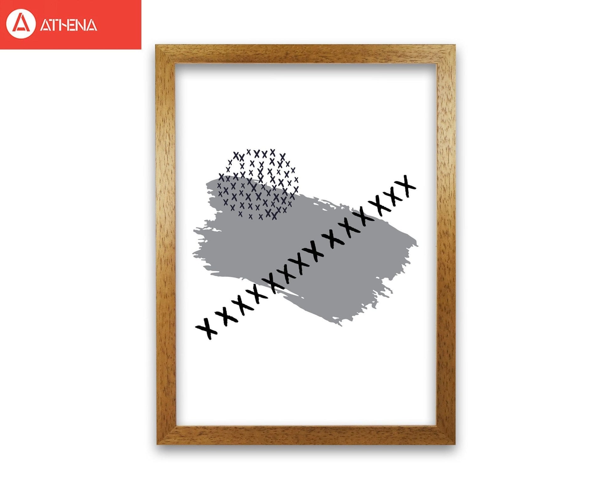 Grey x paint brush abstract modern fine art print