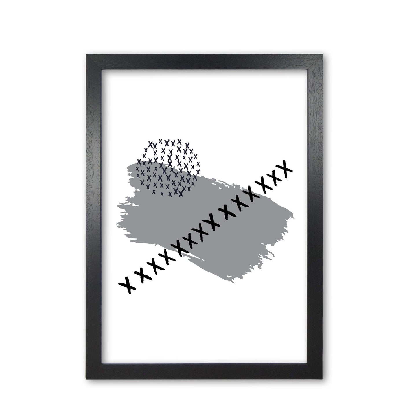 Grey x paint brush abstract modern fine art print