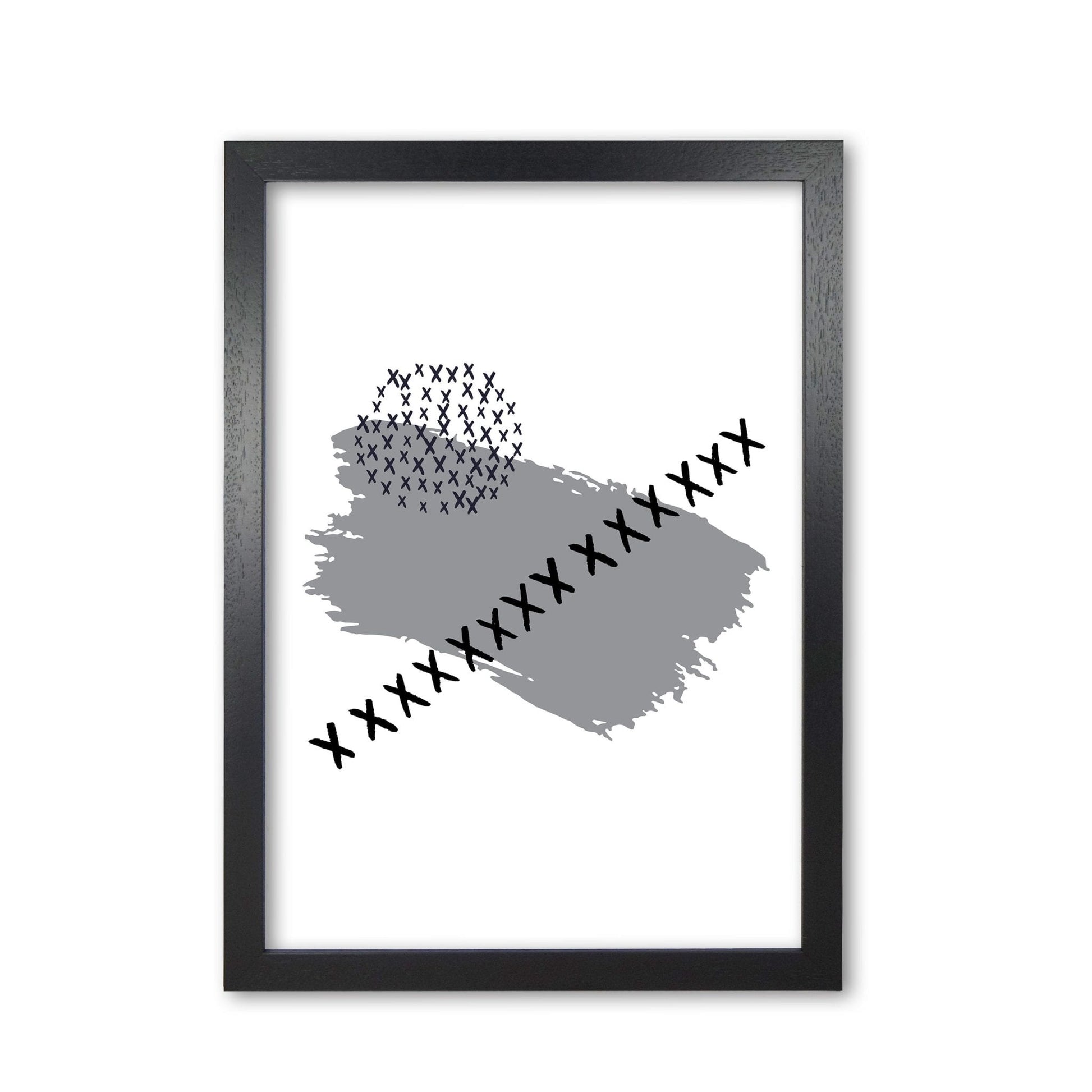 Grey x paint brush abstract modern fine art print
