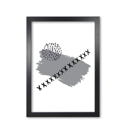 Grey x paint brush abstract modern fine art print