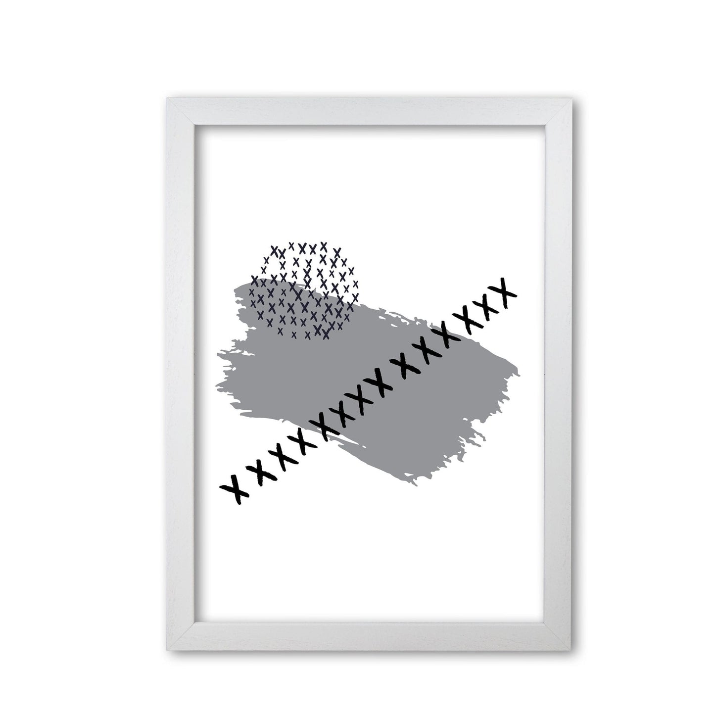 Grey x paint brush abstract modern fine art print