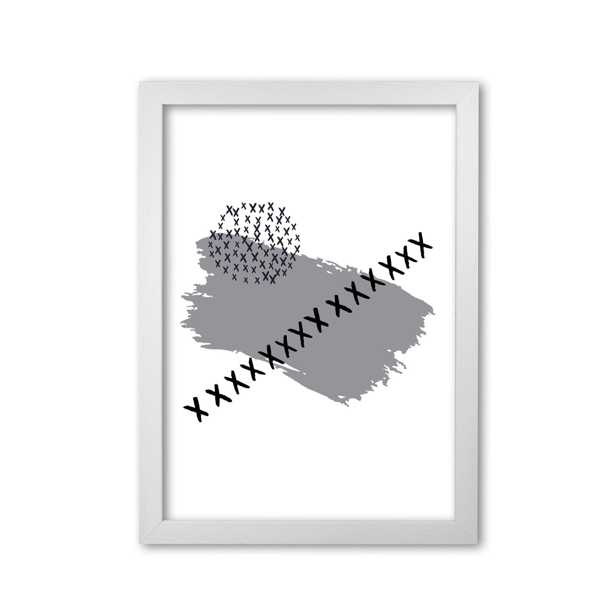 Grey x paint brush abstract modern fine art print