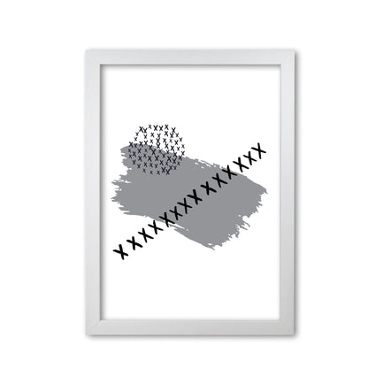 Grey x paint brush abstract modern fine art print
