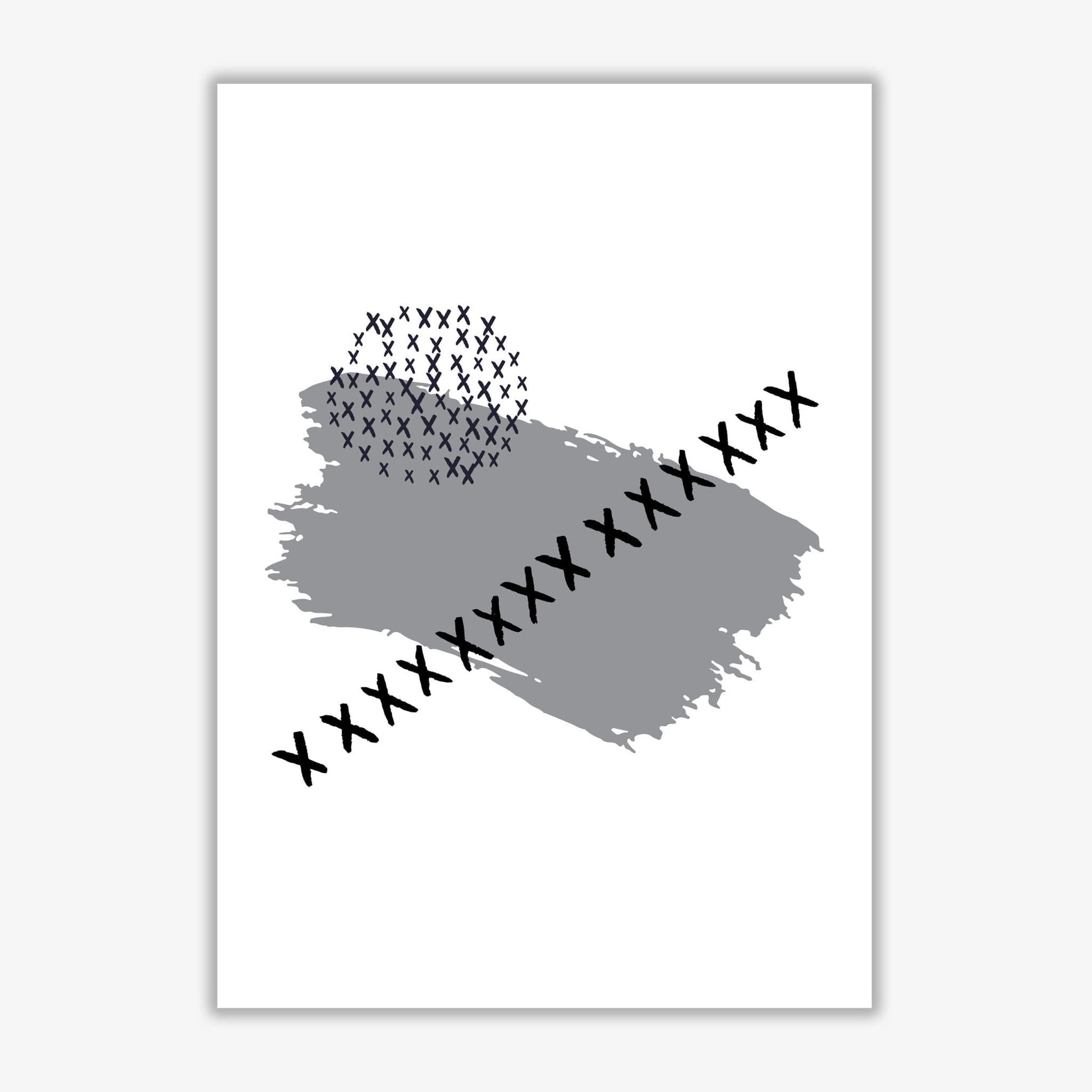Grey x paint brush abstract modern fine art print