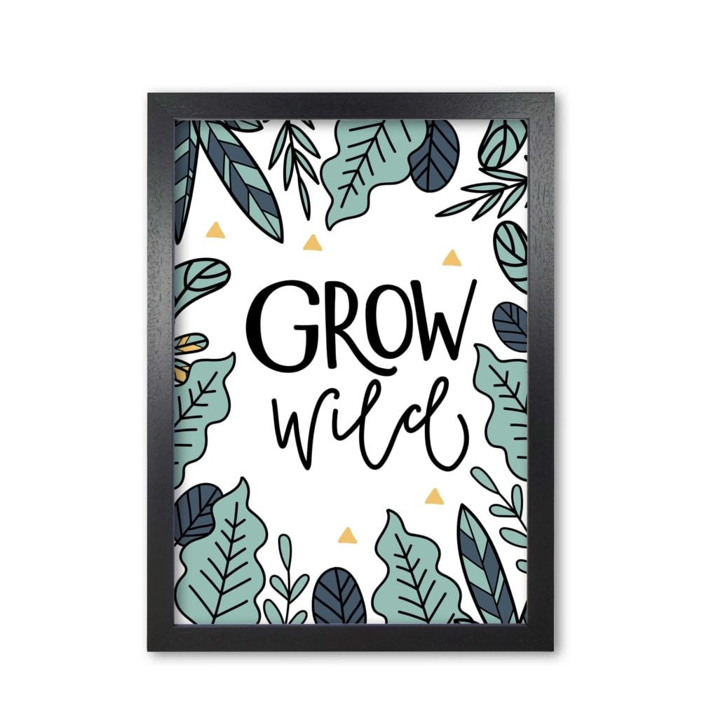 Grow wild floral modern fine art print, framed kitchen wall art