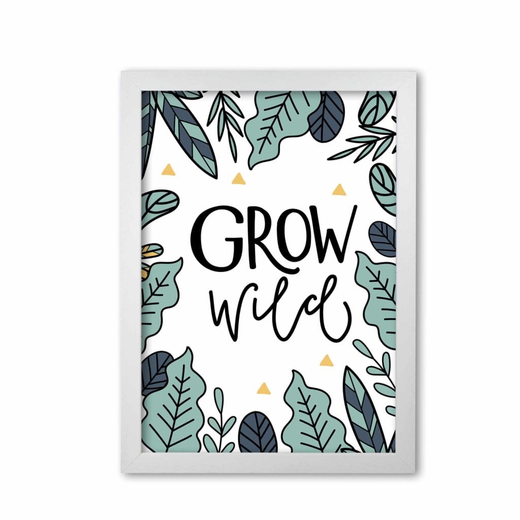 Grow wild floral modern fine art print, framed kitchen wall art