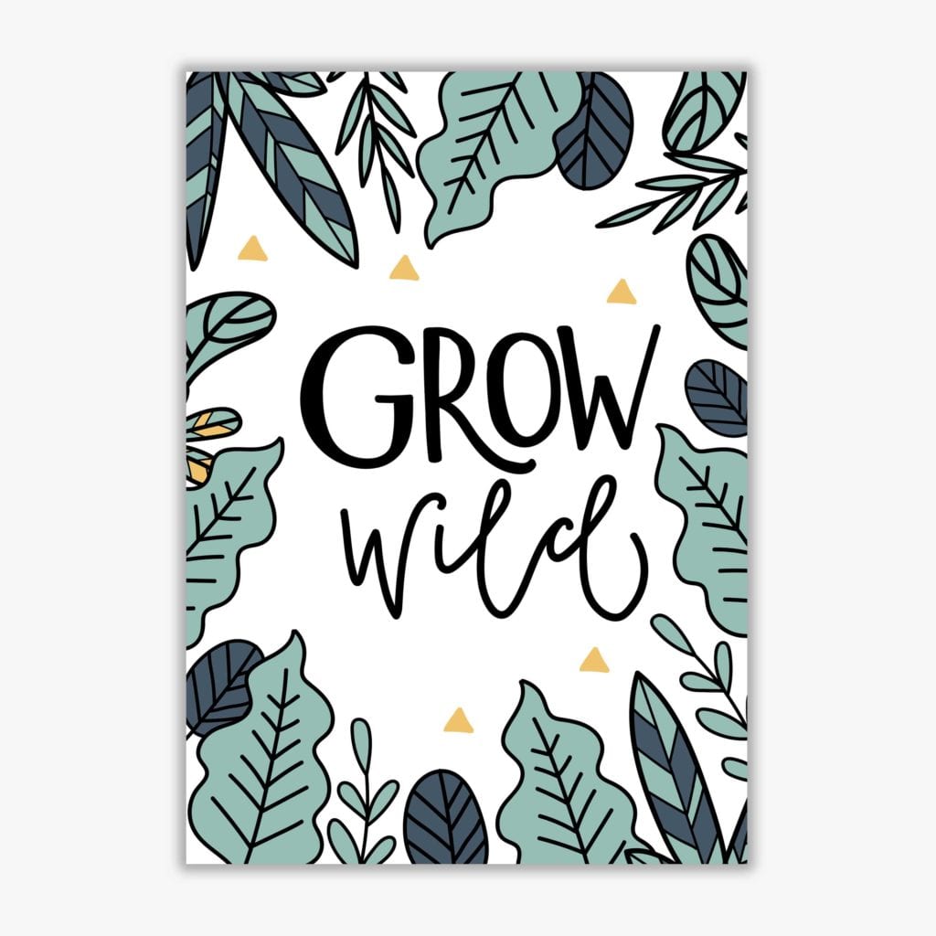 Grow wild floral modern fine art print, framed kitchen wall art