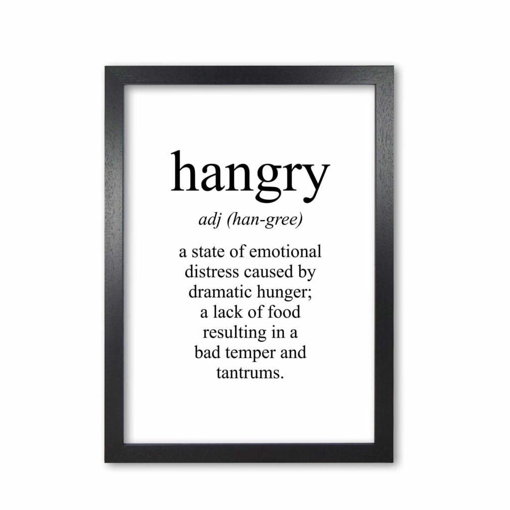 Hangry modern fine art print, framed kitchen wall art