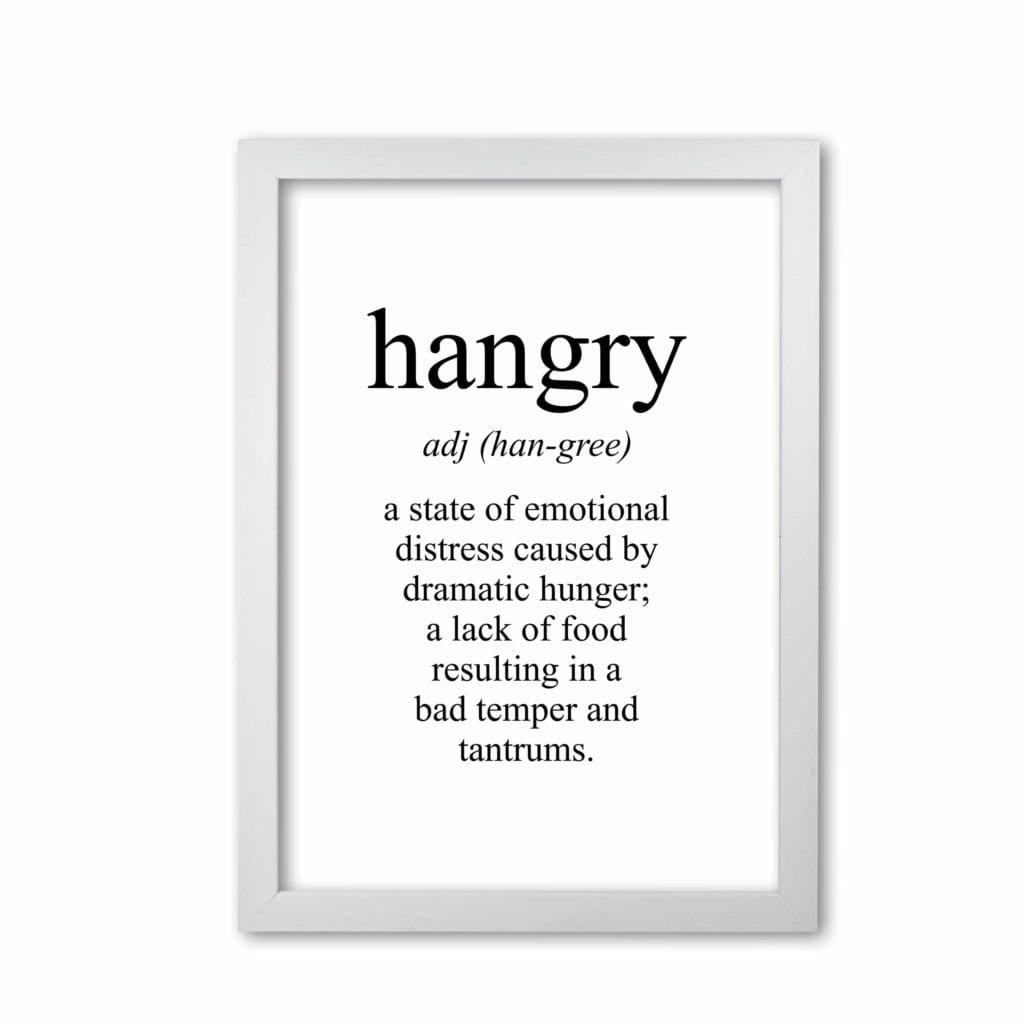 Hangry modern fine art print, framed kitchen wall art