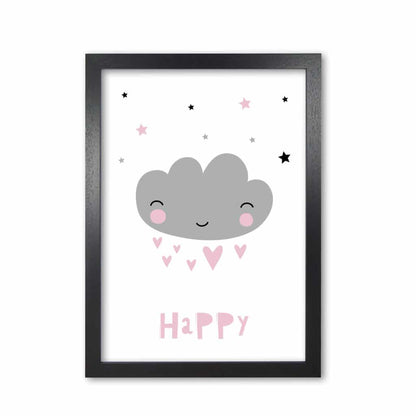 Happy cloud modern fine art print, framed childrens nursey wall art poster