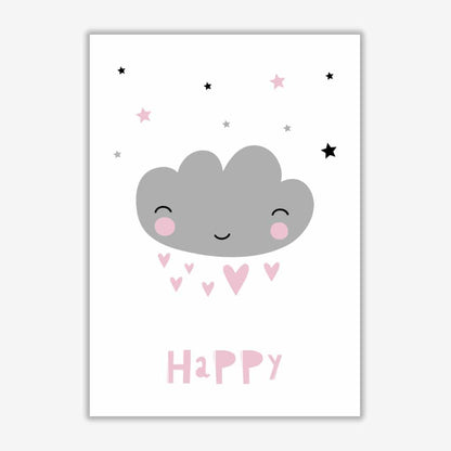 Happy cloud modern fine art print, framed childrens nursey wall art poster